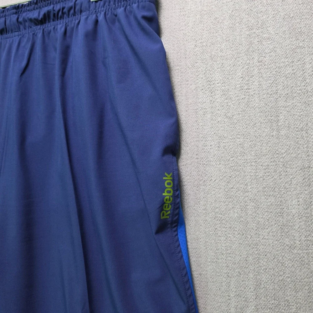 Reebok Athletic Pants Men Large Blue Polyester Spandex Track Joggers
